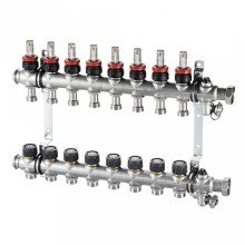 Коллектор Oventrop Multidis SF 11, нержавеющая сталь, 1 x 3/4 дюйма, с ротаметрами 0-5 л/мин. на подаче