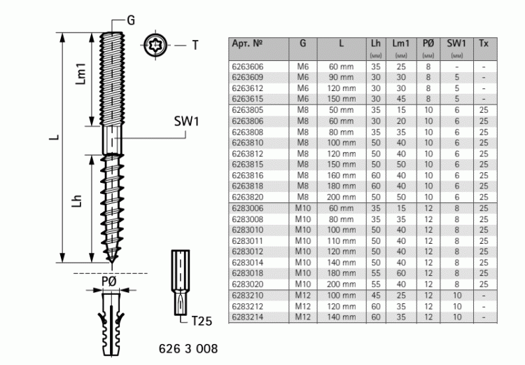 Винт-шуруп Walraven BIS Torx М8 х 80 мм