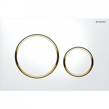 Кнопка смыва Geberit Sigma 20, двойной смыв, белый/золото 115.882.KK.1