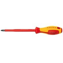 Отвертка KNIPEX VDE Pozidriv PZ1, длина стержня 80 мм, 187 мм, диэлектрическая, 2-компонентная рукоятка