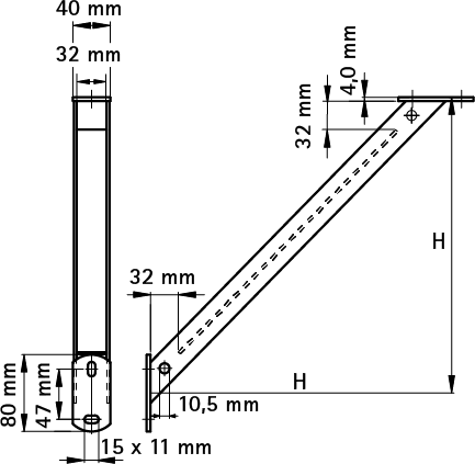 Подпорка для консоли Walraven BIS WM0, 1, 15, 2, 30 - 350 мм