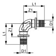 Уголок TECE TECEflex соединительный, закругленный 90 гр, 50x50, бронза, наружная резьба