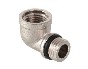 Угольник VALTEC 1 внутренняя-наружная резьба, 90 градусов, никелированная латунь