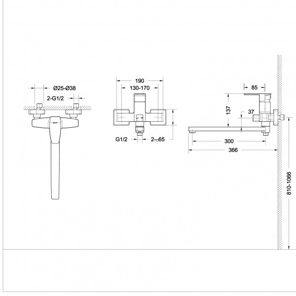 Универсальный смеситель Bravat Riffle F672106C-L