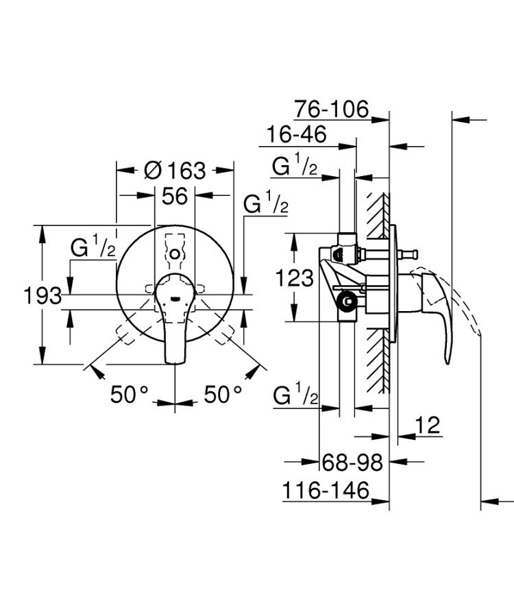 Встраиваемый смеситель Grohe Eurosmart New 33305002