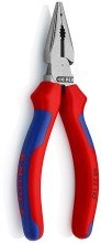 Плоскогубцы KNIPEX комб. острокон. с удл. губками, рез: провол. ср. d 3 мм, твёрд. d 2 мм, кабель d 8 мм, L-145 мм, чёрн., 2К ручки, страх. крепл.