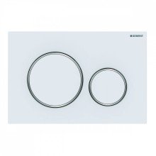 Кнопка смыва Geberit Sigma 20 двойной смыв, олеофобная, белый мат./хром глянц. 115.882.JT.1