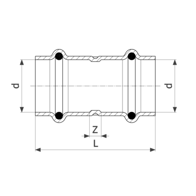 Муфта медная Viega Profipress с SC-Contur d=35 (арт. 292 706)