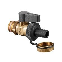 Кран шаровой Oventrop Optiflex KFE, DN 15 PN 16, с колпачком и штуцером для шланга