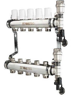 Коллекторная группа VALTEC НЕРЖ, в сборе, 1х4 вых. Евроконус 3/4