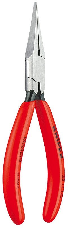 Плоскогубцы KNIPEX для регулировки реле, прямые узкие плоские губки без насечки 34 мм, 135 мм, чёрные, 1К ручки