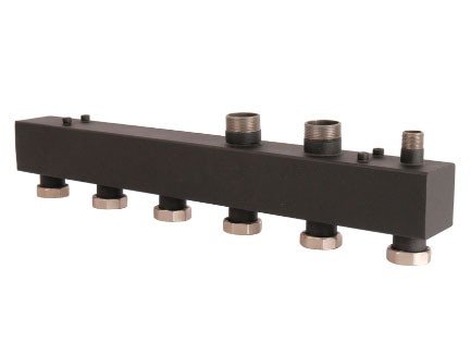 Стальной распределительный коллектор Rommer 5 отопительных контура 1 1/2 x 1 1/2