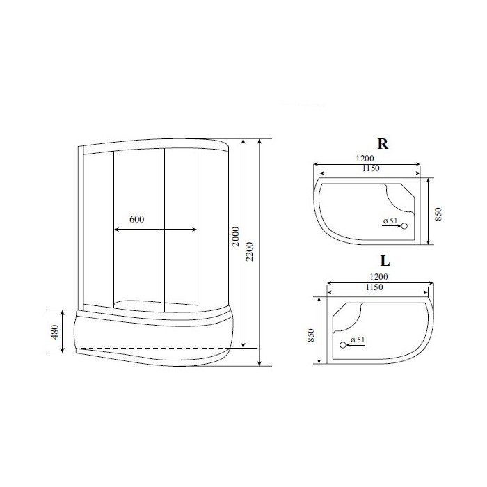 Душевая кабина Timo Standart T-6620 Silver L (120*85*220)