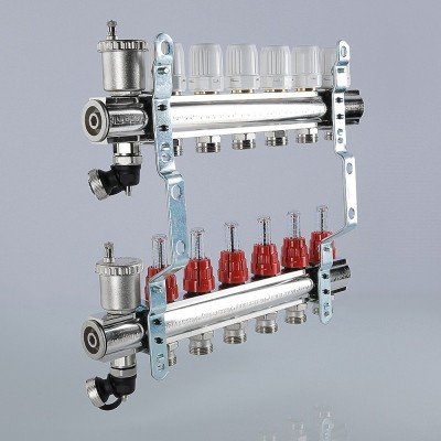 Коллекторная группа VALTEC со встр. расх. в сборе, 1х6 вых. Евроконус 3/4