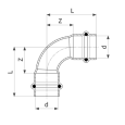 Отвод 90 медный Viega Profipress с SC-Contur d=42 (арт. 291 709)