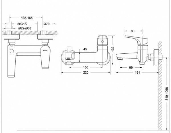 Смеситель для ванны Bravat VEGA F6119177CP-01
