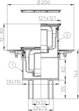 Трап HL 310N-3000 с решеткой 037Pr.11E - Цвет золото