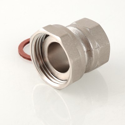 Полусгон VALTEC прямой с накидной гайкой ВР, 1х3/4 дюйма, никелированная латунь