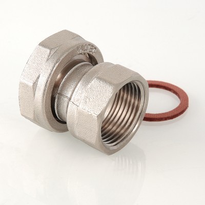 Полусгон VALTEC прямой с накидной гайкой ВР, 1х3/4 дюйма, никелированная латунь