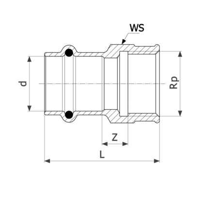 Соединительный элемент медный Viega Sanpress с SC-Contur d=15 (арт. 298 098)