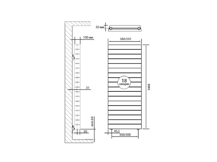Биметаллический секционный радиатор отопления Royal Thermo PianoForte Tower Noir Sable / 18 секций