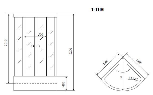 Душевая кабина Timo T-1100 P