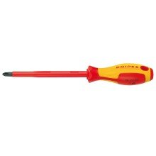 Отвертка KNIPEX крестовая PH4 VDE, длина лезвия 200 мм, 320 мм, диэлектрическая, 2-компонентная рукоятка