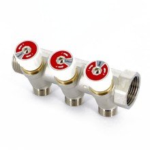 Коллектор UNI-FITT никелированный 405N с вентилями 1x1/2 с 3 отводами
