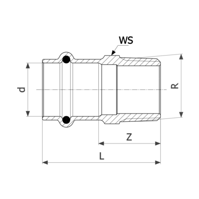 Соединительный элемент медный Viega Sanpress с SC-Contur d=22 (арт. 297 961)
