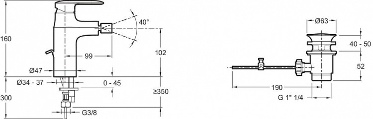 Смеситель для биде Jacob Delafon KUMIN E99456