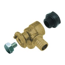 Отвод KAN-therm Push латунный фиксируемый угловой с короткой полимерной заглушкой, 18x2,5/18x2,5 G1/2