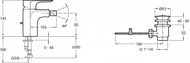 Смеситель для биде Jacob Delafon ALEO E72279