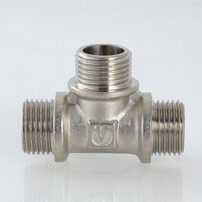 Тройник VALTEC 1/2 наружная резьба, никелированная латунь