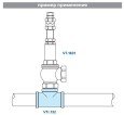 Тройник VALTEC 3/4 (VTr,132,N,0005) внутренняя-наружная резьба, никелированная латунь