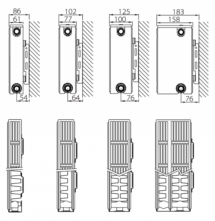 Стальной панельный радиатор отопления с боковым подключением Stelrad Compact 22 06 22