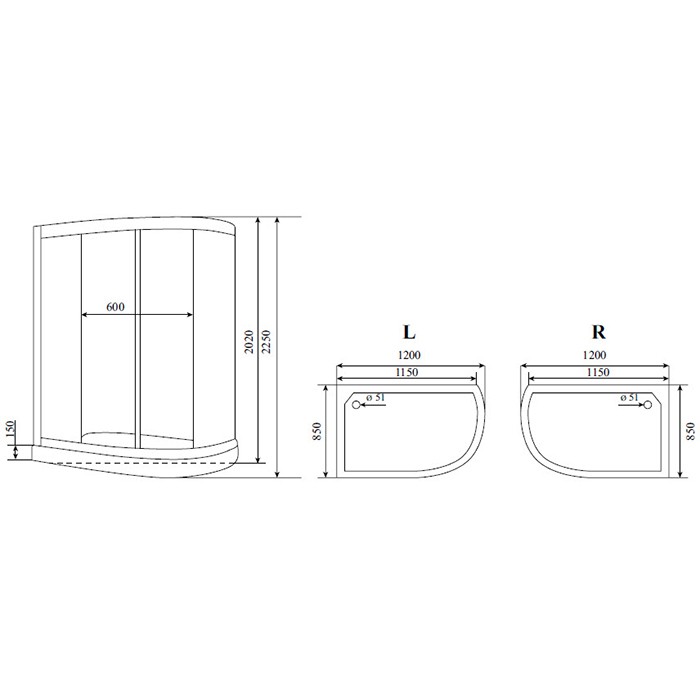 Душевая кабина Timo Standart T-6602 Silver R (120*85*220)