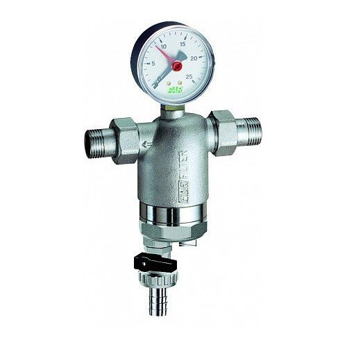 Фильтр для воды FAR 100мкм, с с магнитом , с манометром, Max: 95 C, 25 бар, 3/4 НР