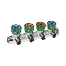Коллектор FAR регулирующий проходной MULTIFAR с трубной резьбой 1x1/2 с 4 контурами