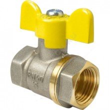 Кран шаровой Valfex VF.277.NB3.114 для ГАЗА 1 1/4 ВР/ВР бабочка латунный никелированный