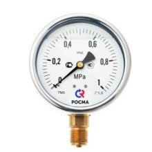 Манометр VALTEC TM520P Dy 100 с нижним подкл. из нерж.стали 1/2 , 0-6 бар (кл. точн. 1,5)