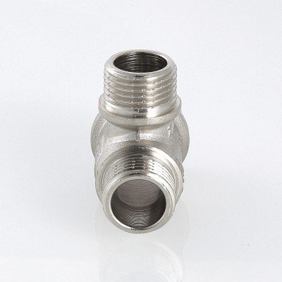 Тройник VALTEC переходной 3/4х1/2х3/4 дюйма наружная резьба, никелированная латунь
