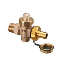 Кран шаровой Oventrop KFE, усиленная модель, DN 15 PN 16 НР со штуцером для шланга и колпачком